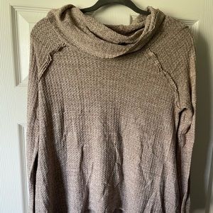 Waffle knit Cowell neck sweater